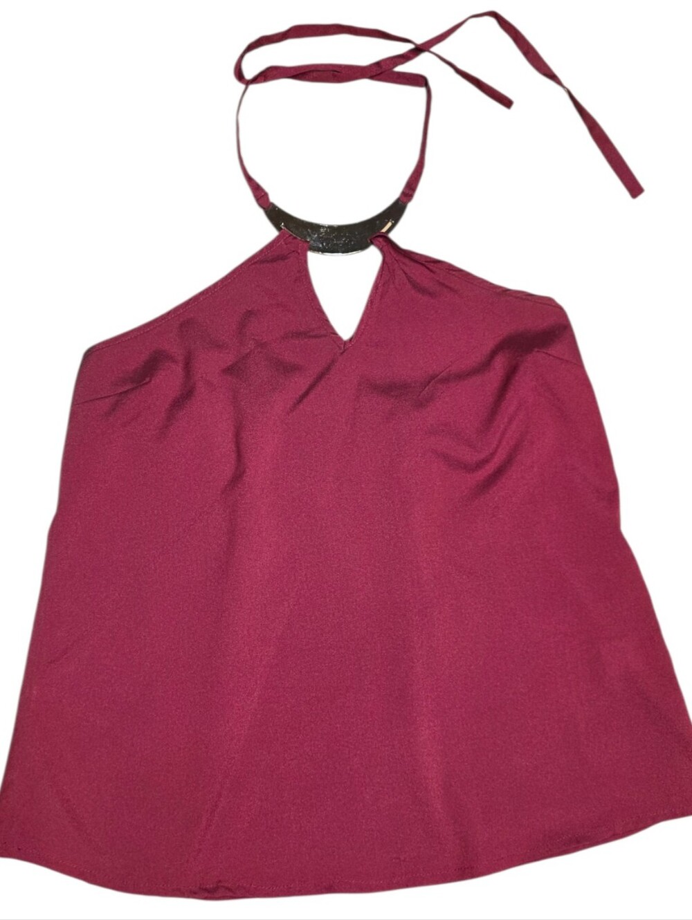 Necklace Halter Tie-Top Burgundy Small